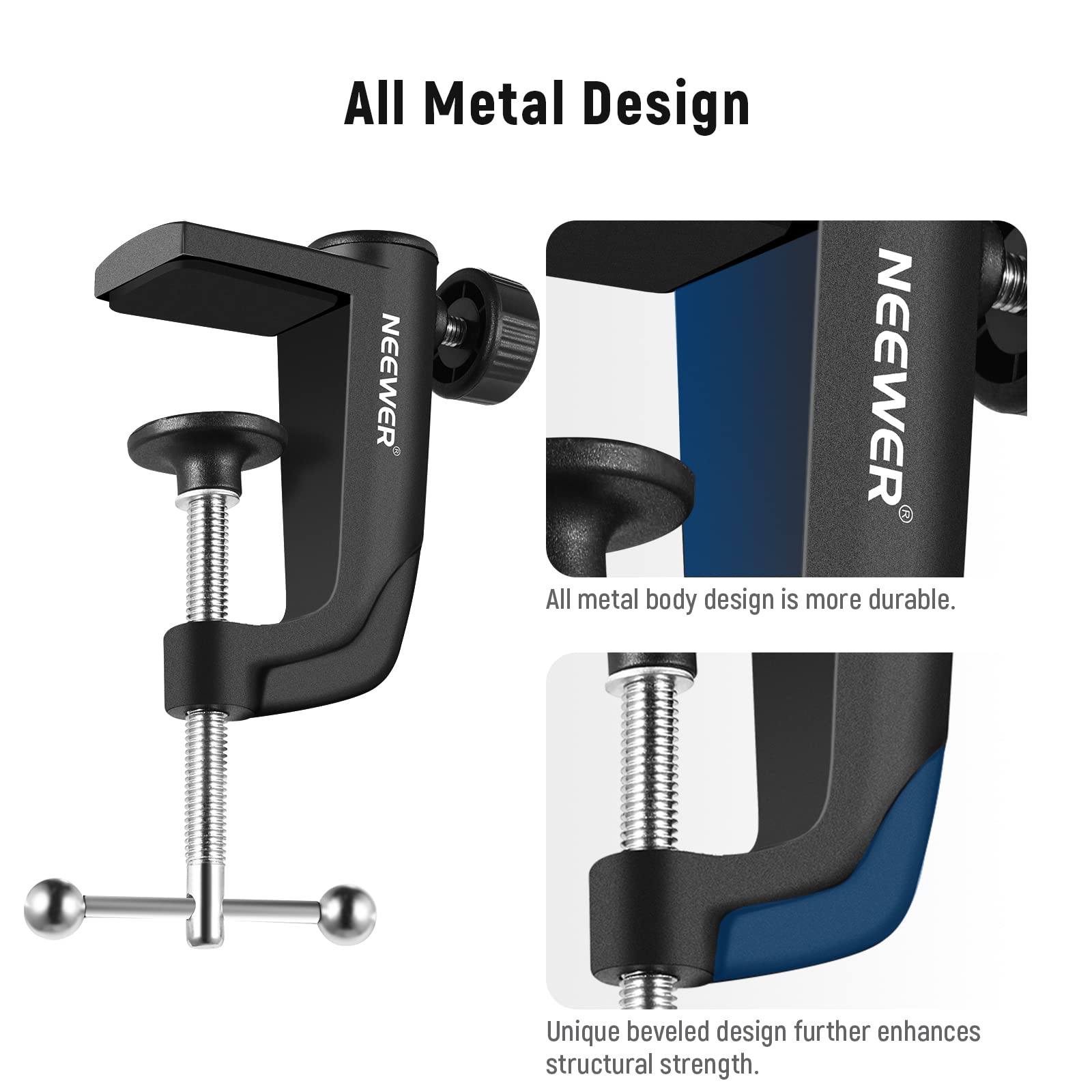 NEEWER Metal Table Mounting Clamp for Microphone Suspension Boom Scissor Arm Stand Holder with an Adjustable Positioning Screw,